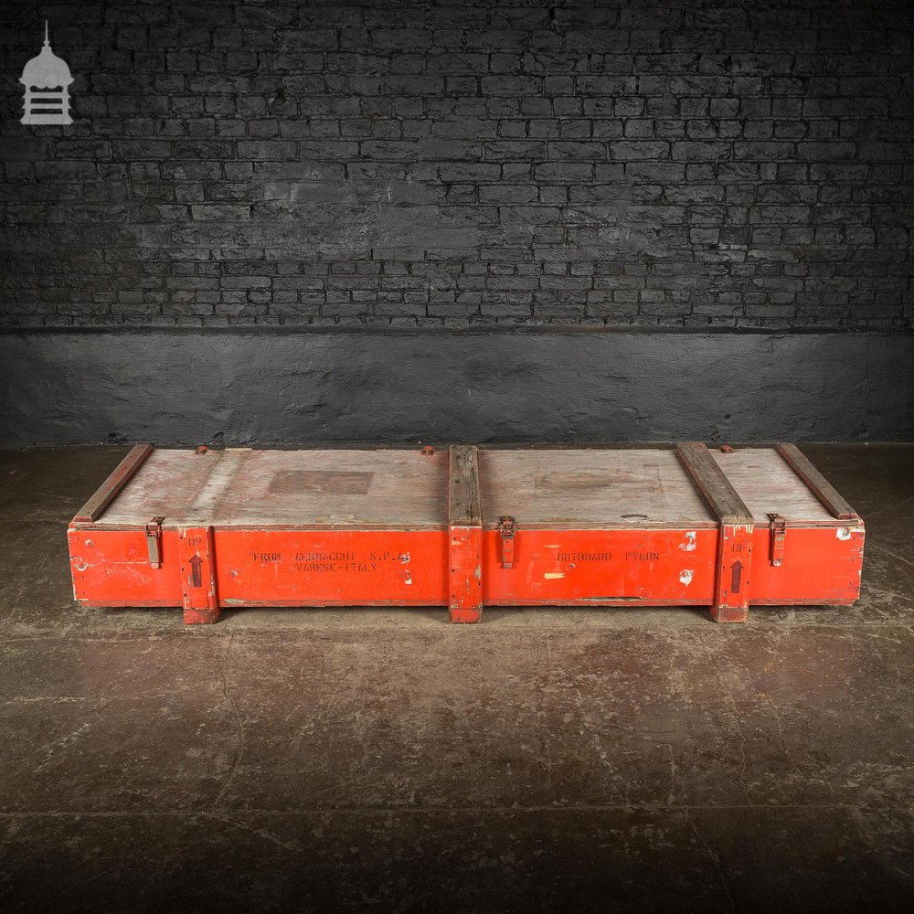 Large Red Industrial Wooden Aircraft Part Shipping Crate Reclaimed from a Norfolk RAF Base