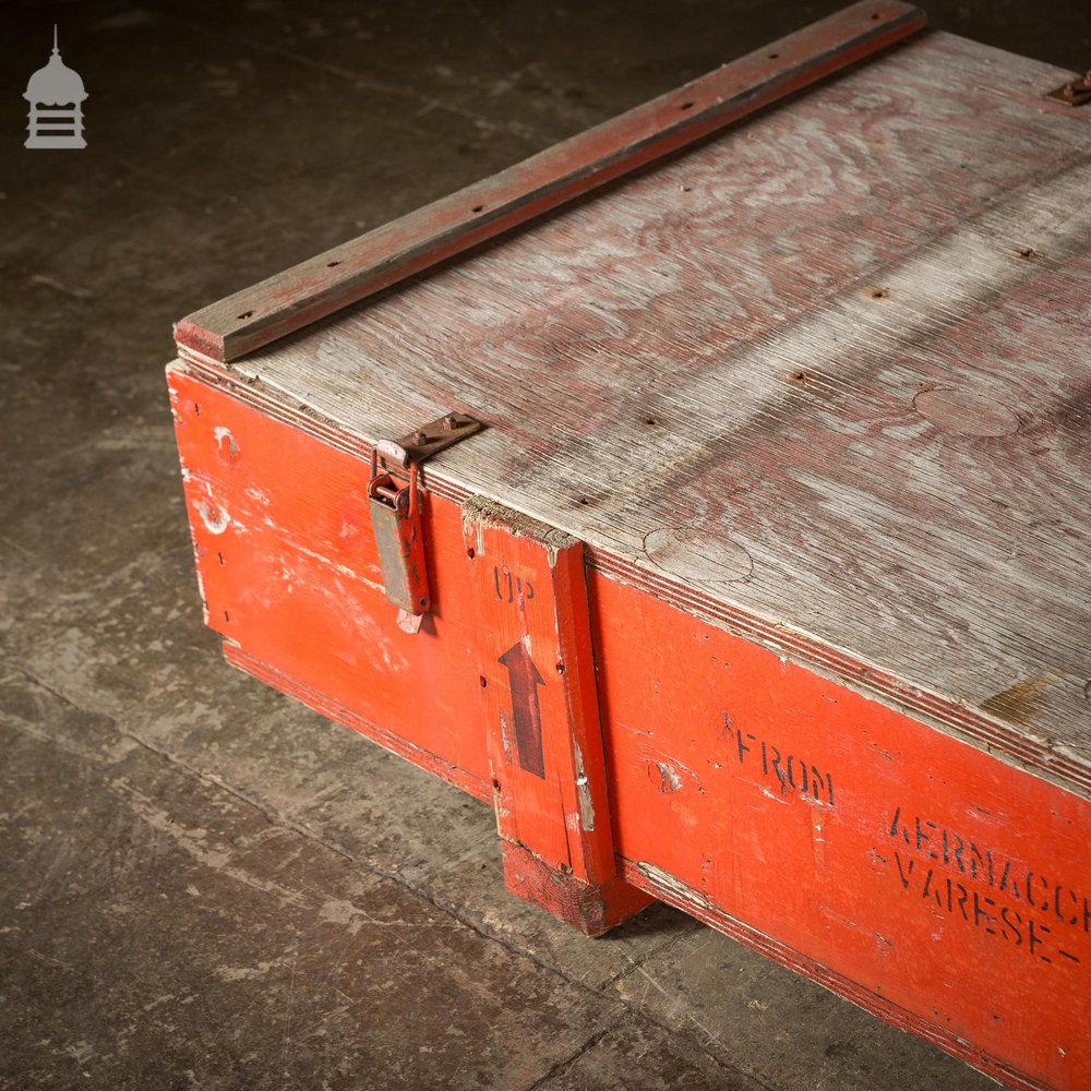Large Red Industrial Wooden Aircraft Part Shipping Crate Reclaimed from a Norfolk RAF Base