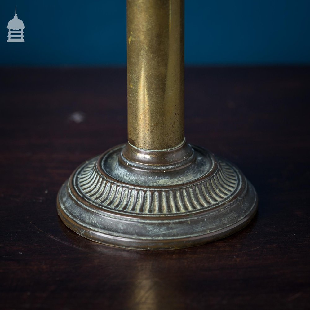 Victorian Privacy Shield Fan in a Decorative Brass Stand
