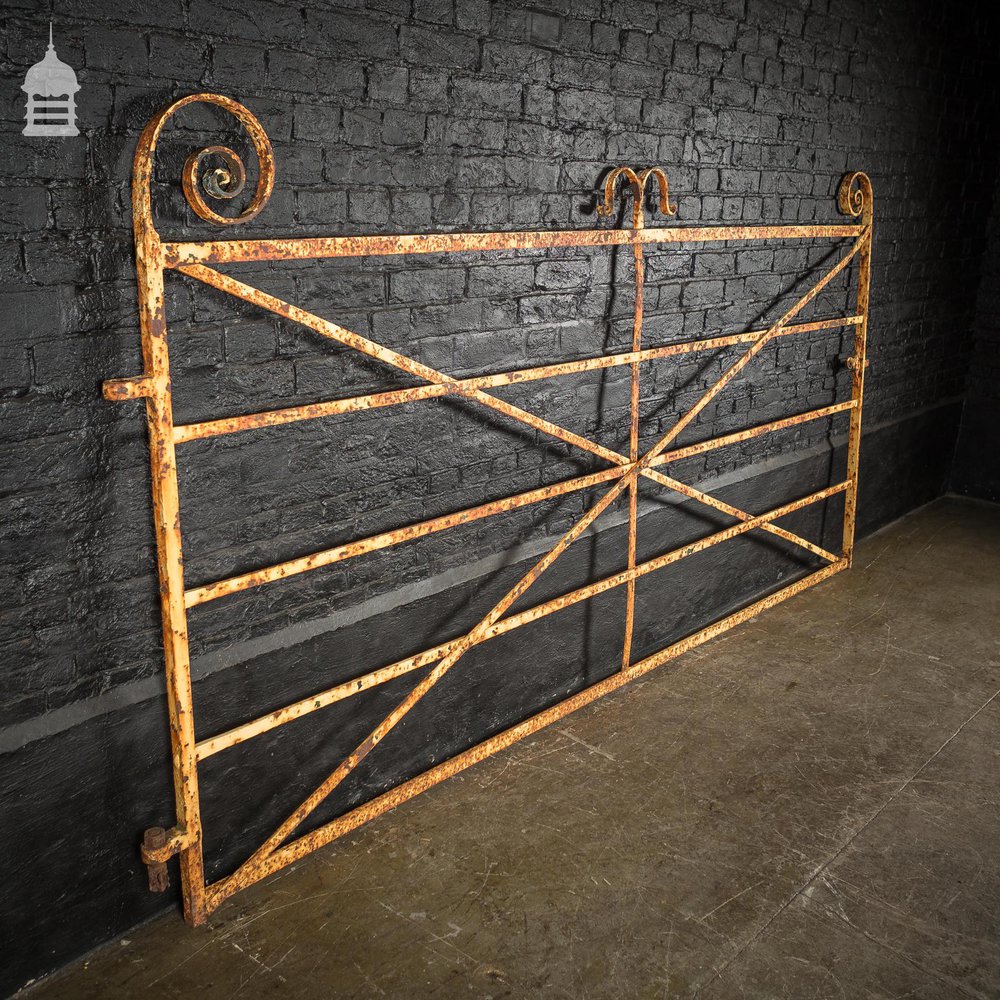 18th C Wrought Iron Driveway Gate with Scroll Detail
