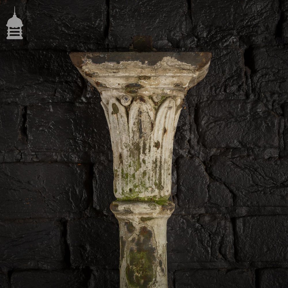 Two 19th C Cast Iron Columns Pillars Stanchions with Distressed Paint