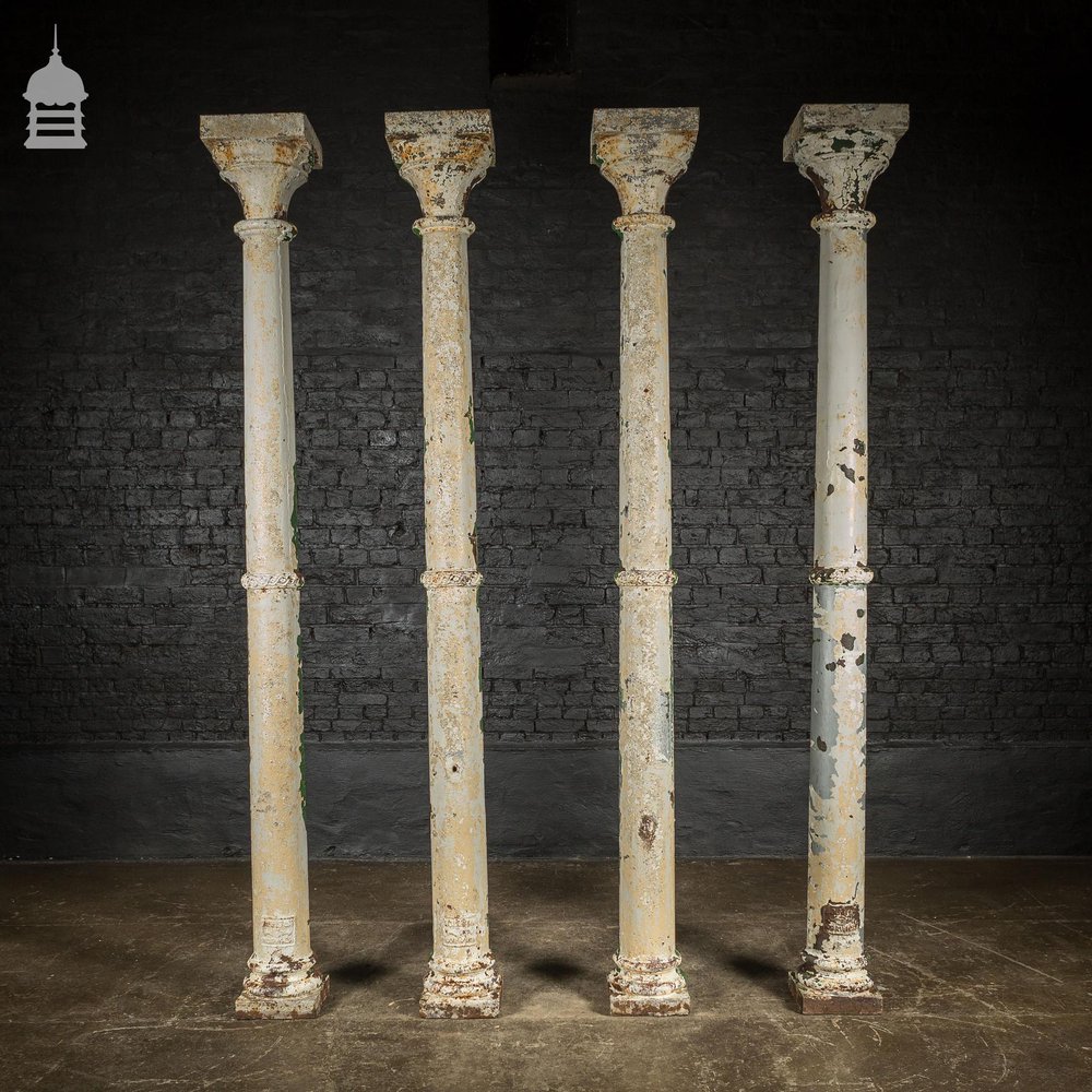 Set of 4 19th C Boulton of Norwich Cast Iron Columns Pillars Stanchions