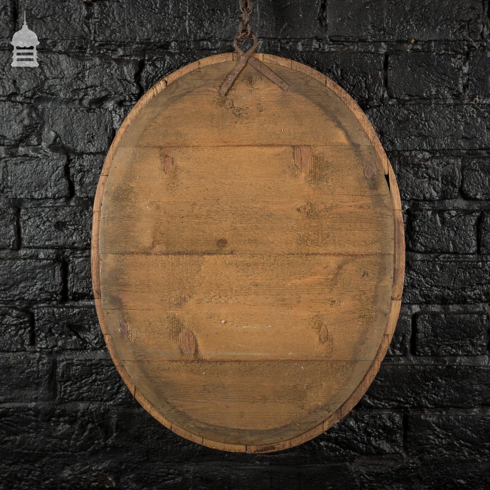 18th C French Oval Plate Mirror with Carved Oak Frame