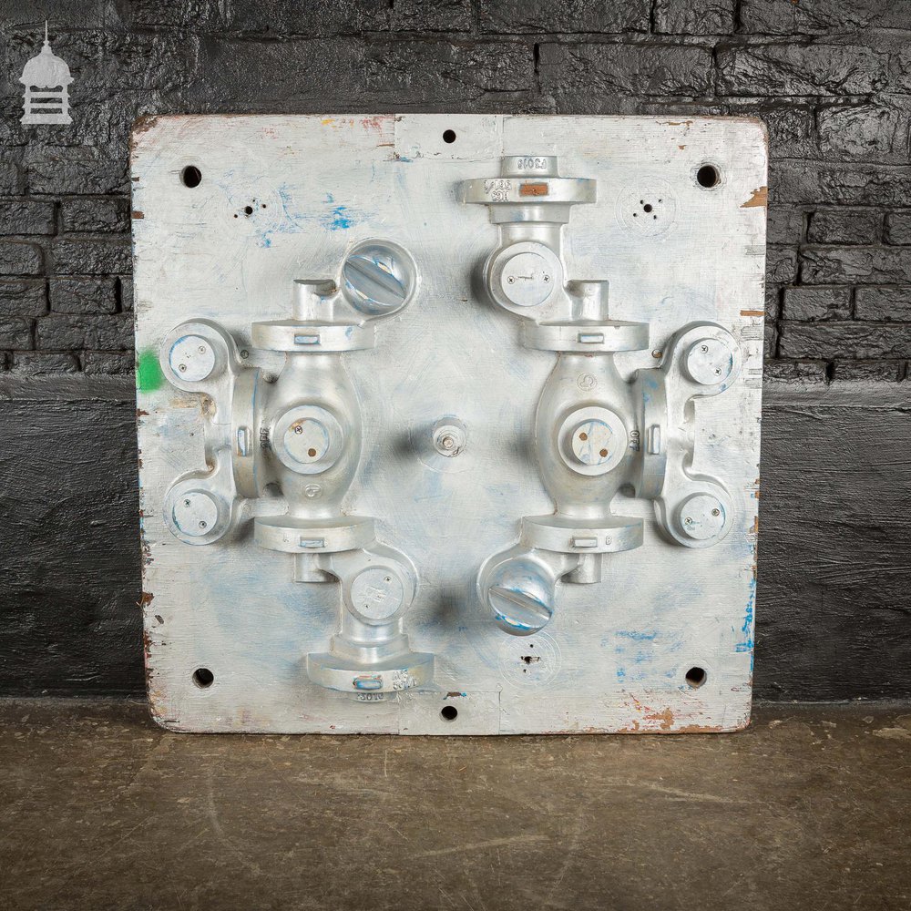 Vintage Industrial Foundry Mould Pattern with Silver Paint Finish