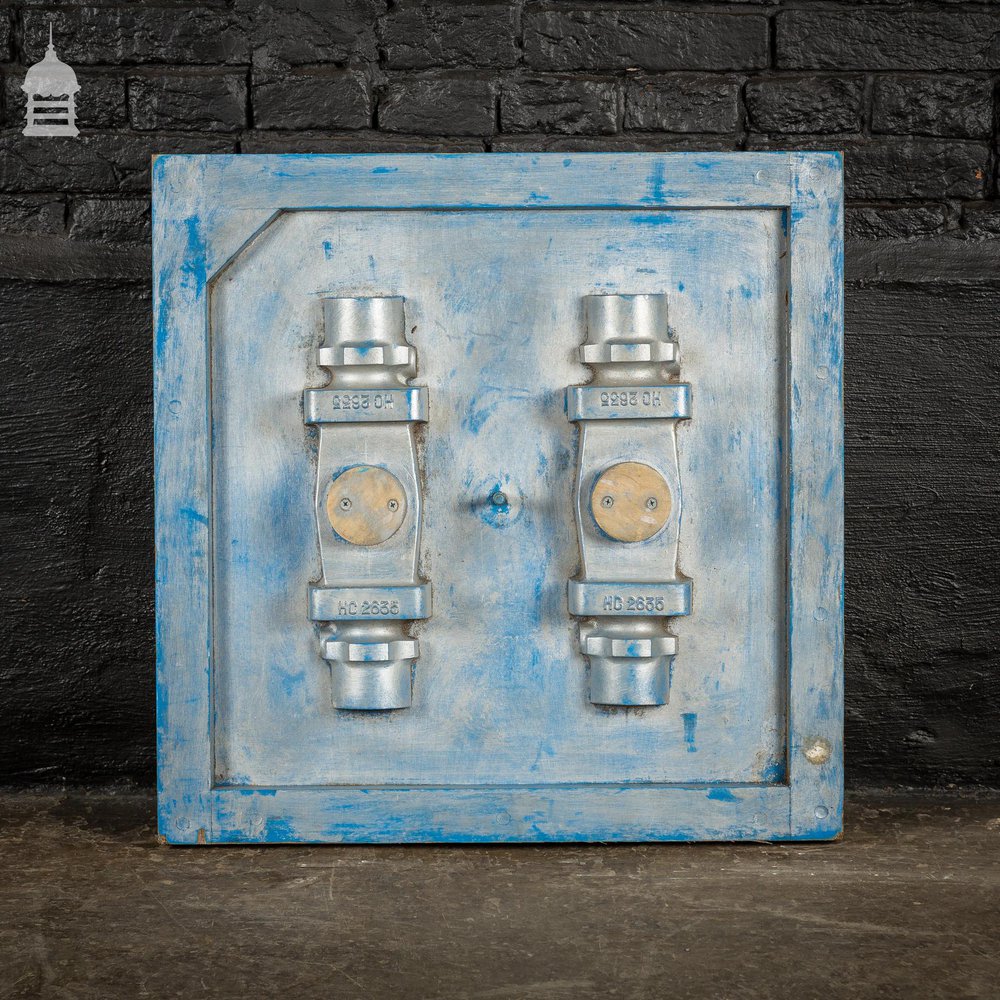 Reclaimed Industrial Foundry Mould Pattern with Blue and Silver Paint Finish