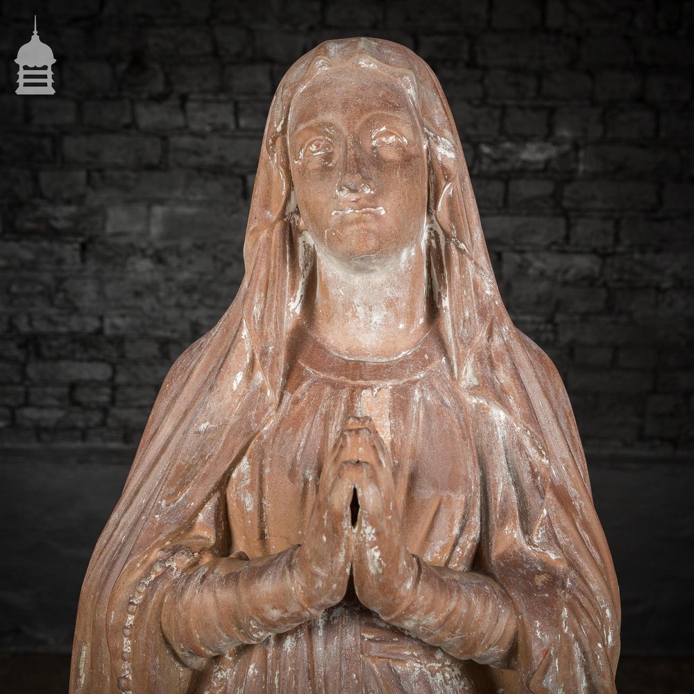 19th C Ecclesiastical Terracotta Statue of Mary