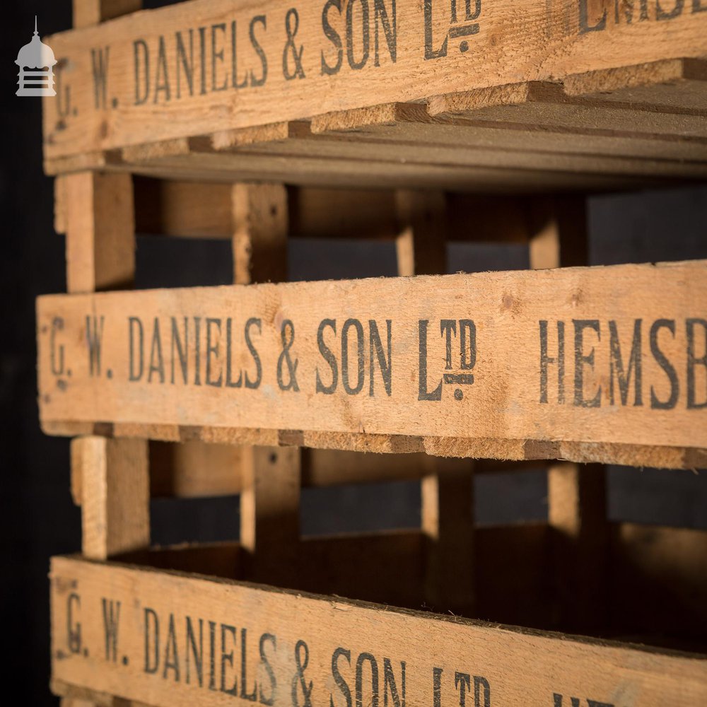 Vintage Wooden Chitting Crates Branded G. W. Daniels & Son Ltd
