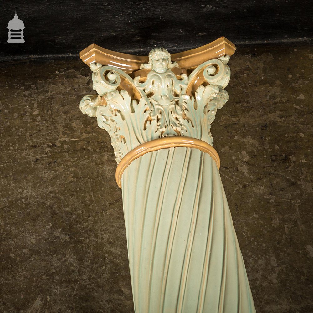 Pair of 19th C Fluted Columns with Corinthian Capitals and Acanthus Leaf Detail