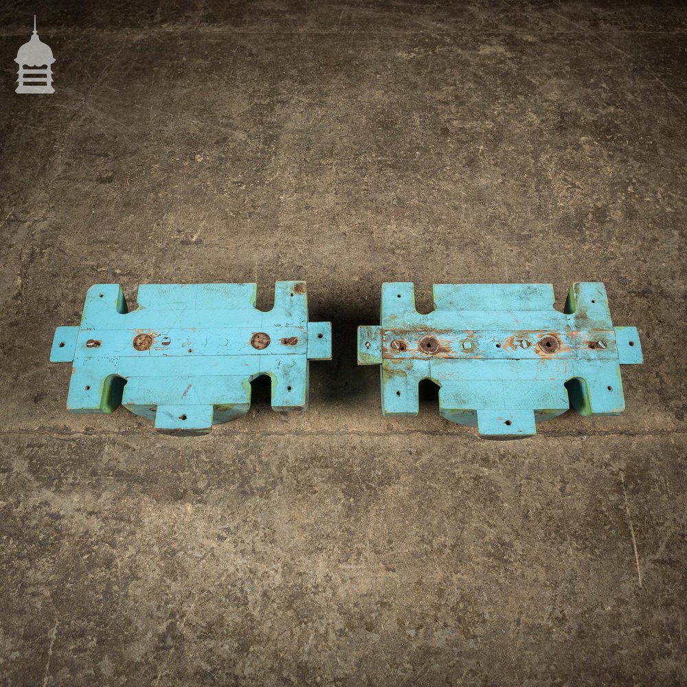 Pair of Blue Industrial Factory Foundry Moulds
