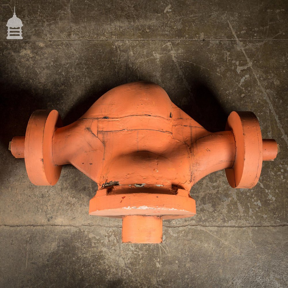 Pair of Large Orange Industrial Factory Foundry Moulds