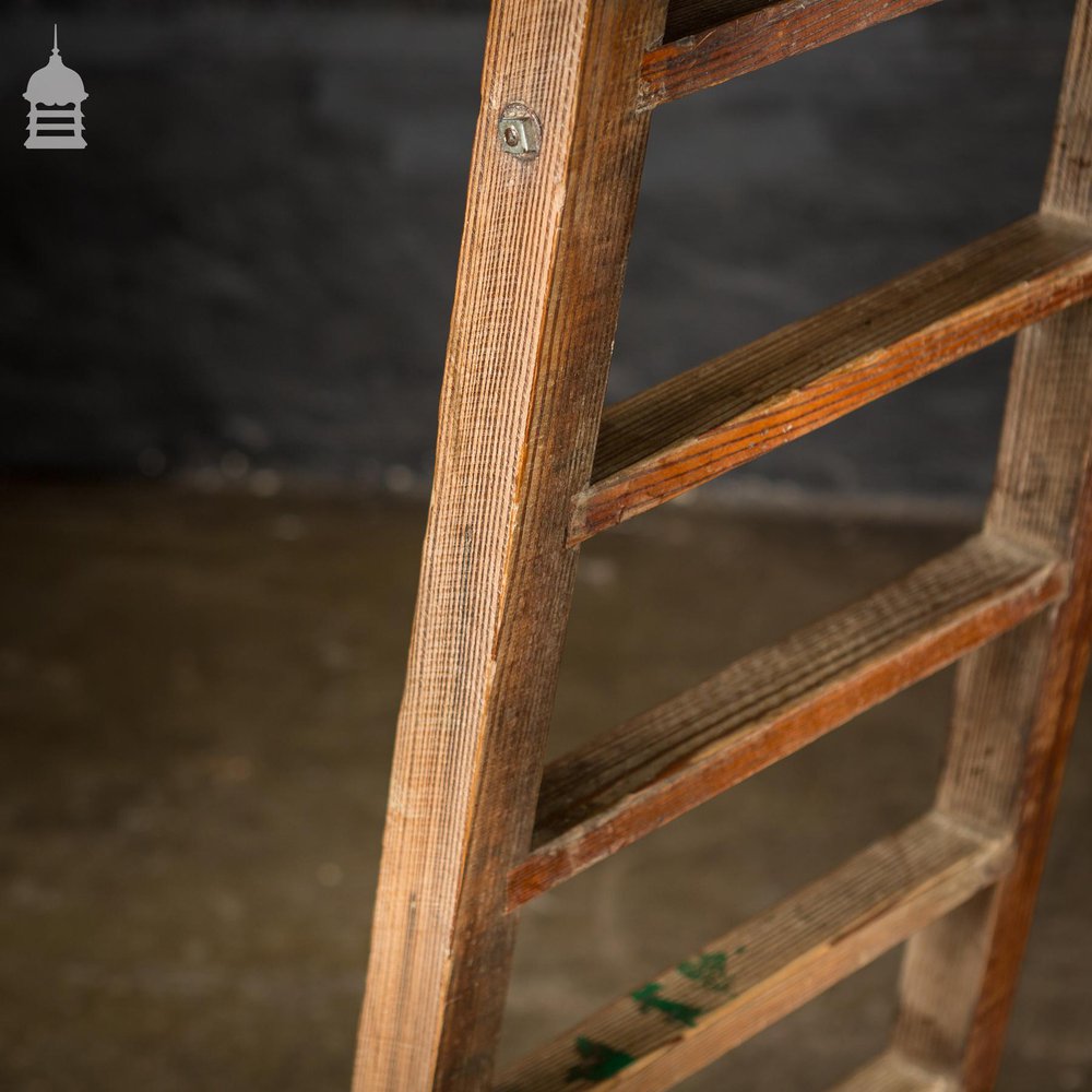 Edwardian Pitch Pine Folding A-Steps Ladder