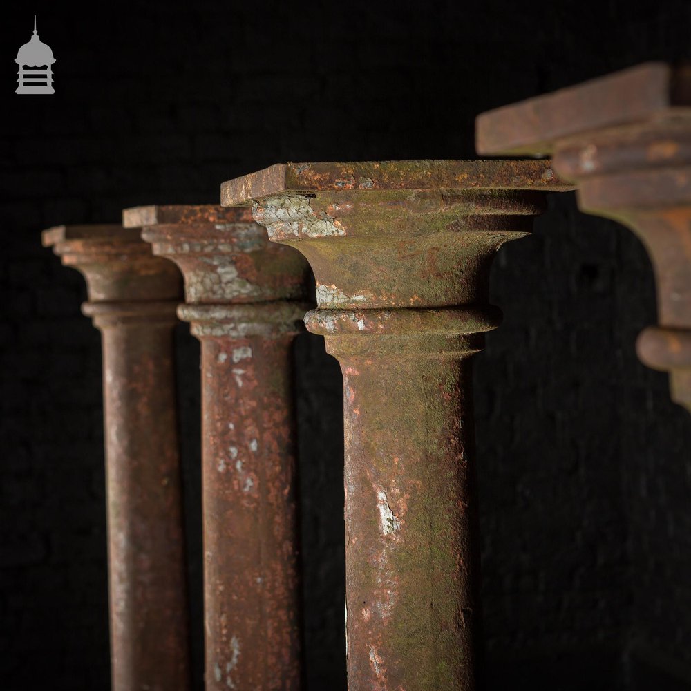 Set of 4 19th C Cast Iron Columns Pillars Stanchions