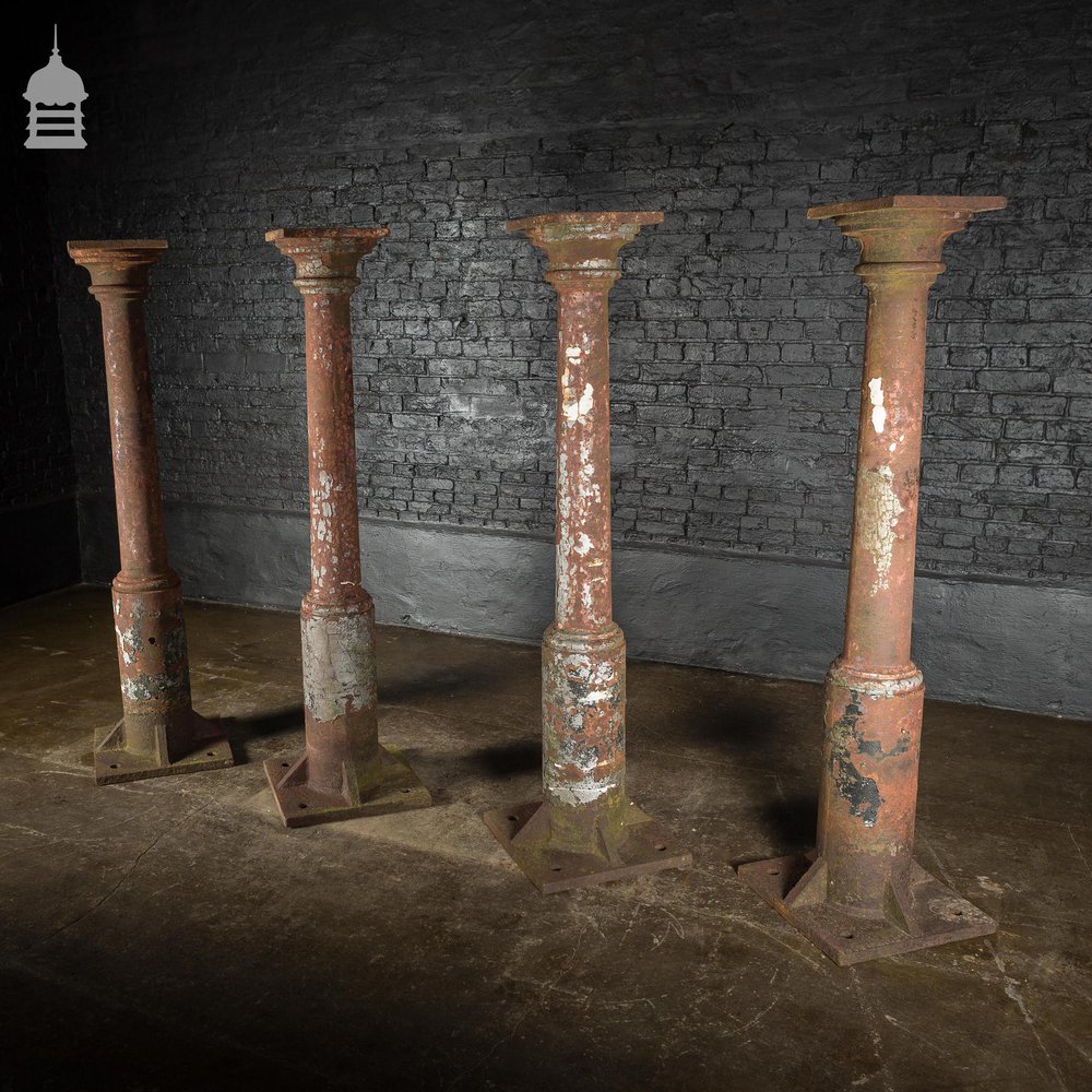Set of 4 19th C Cast Iron Columns Pillars Stanchions