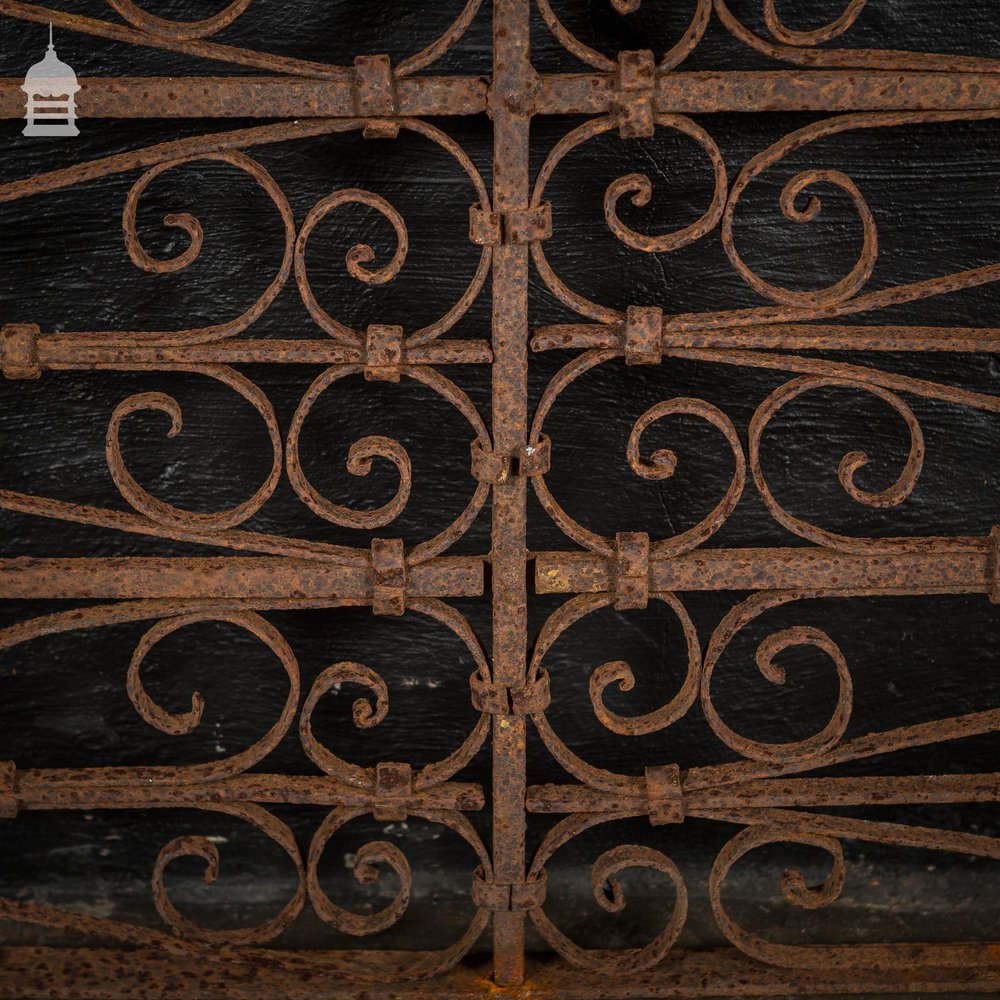 Large 19th C Wrought Iron Railing Panel with Scroll Design