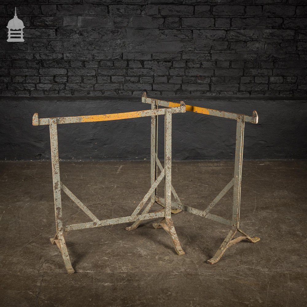Pair of 19th C Riveted Wrought Iron Blacksmiths Trestles