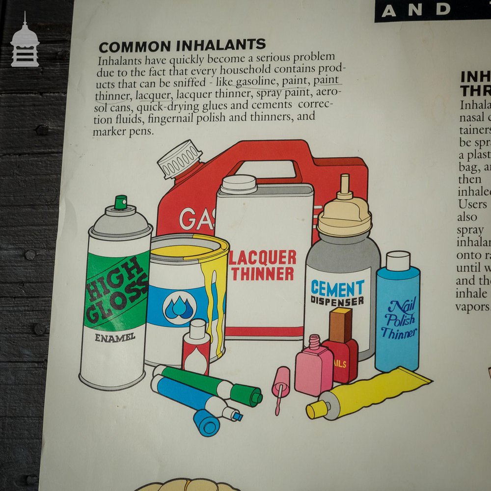 Vintage Educational Inhalants Health Warning Poster