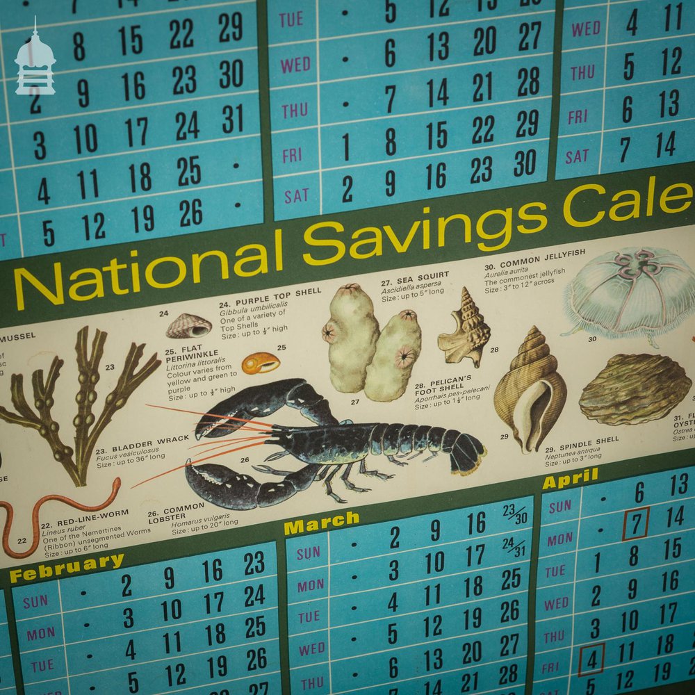 Vintage National Savings Calendar Poster from 1968 1969