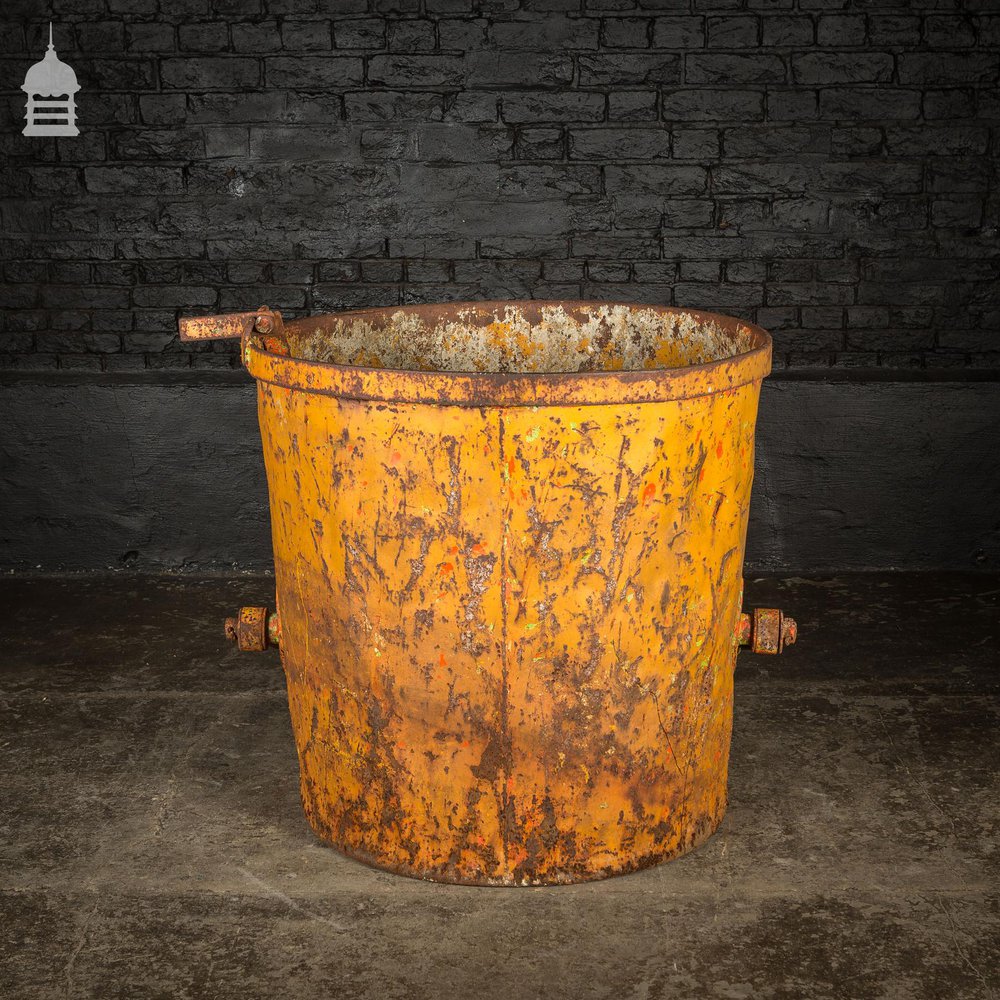 Large Industrial Yellow Painted Steel Barrel with Swing Handle