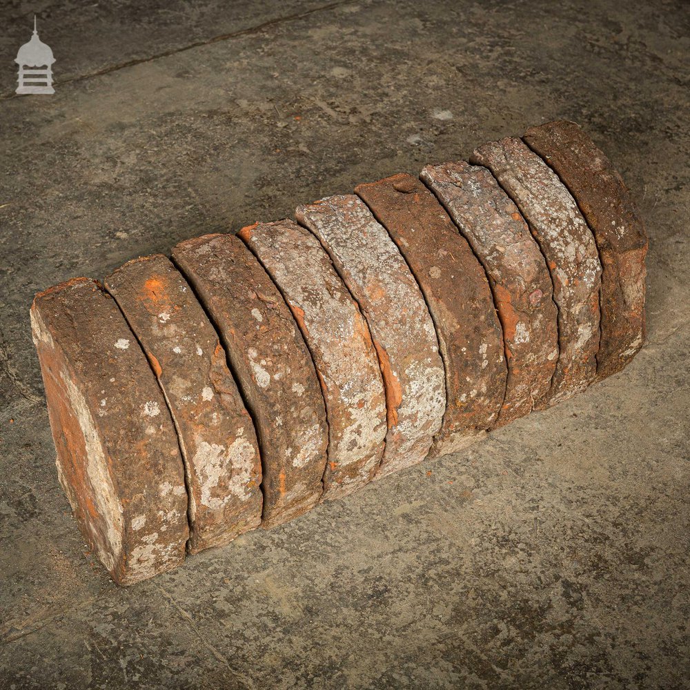 Batch of 22 Quarter Round 18 th C Wall Coping Red Brick Copings
