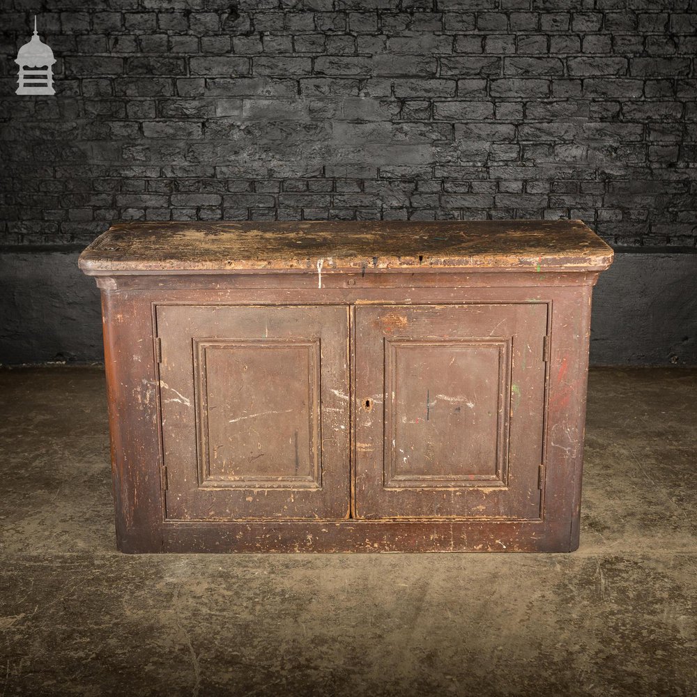 Early 19th C WHSmiths Cabinet Counter Later Workbench