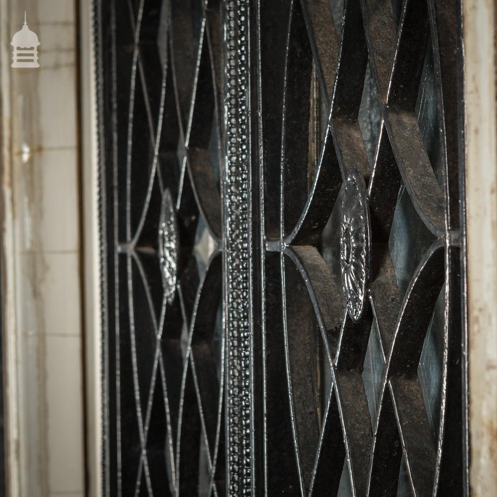 Large Regency Solid Oak Door in Frame Complete with Glazed Overhead and Rose detail Metal Window Grills