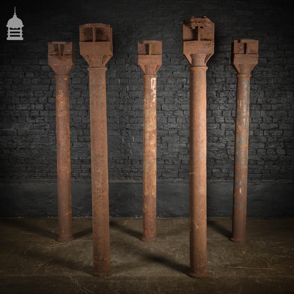 Set of 5 Victorian Cast Iron Columns Pillars Stanchions