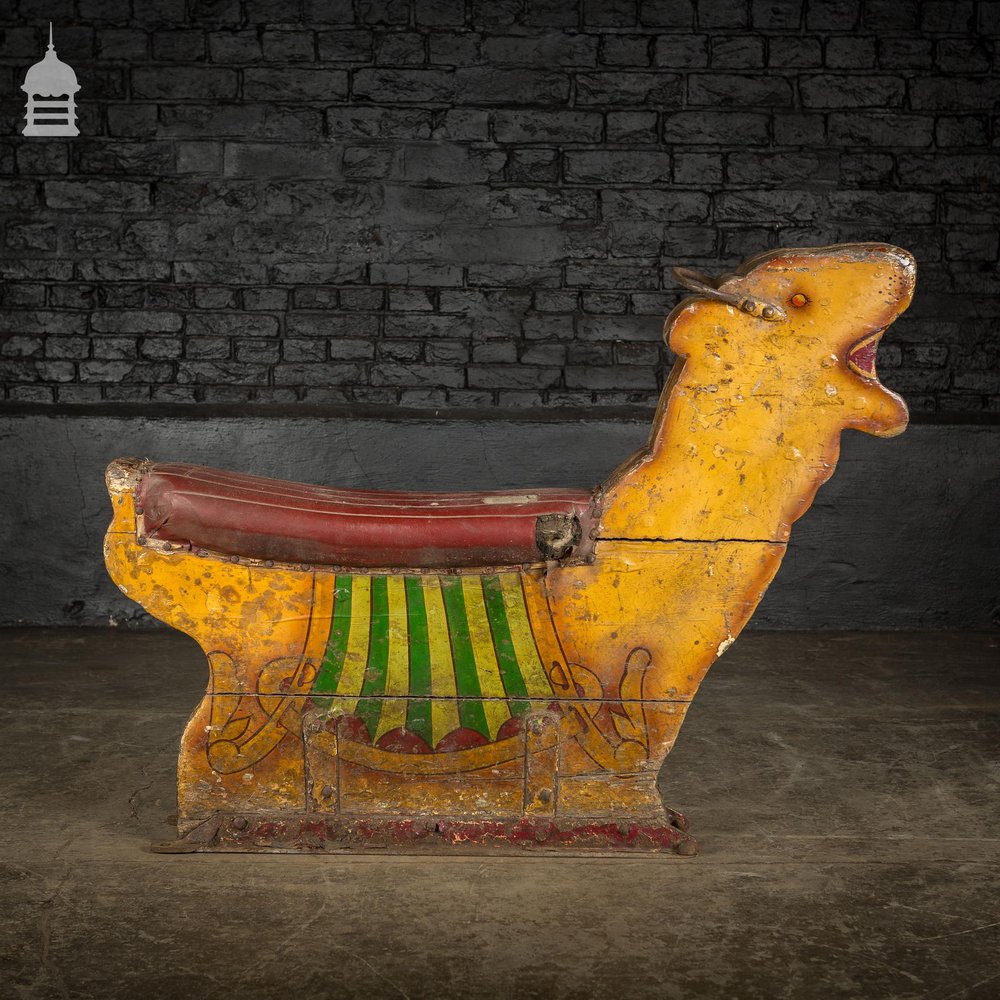 Early 20th C Vintage Yellow Lion Fairground Ride