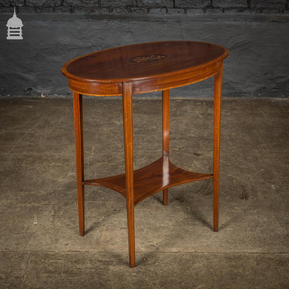 Edwardian Oval Mahogany Inlaid Side Table