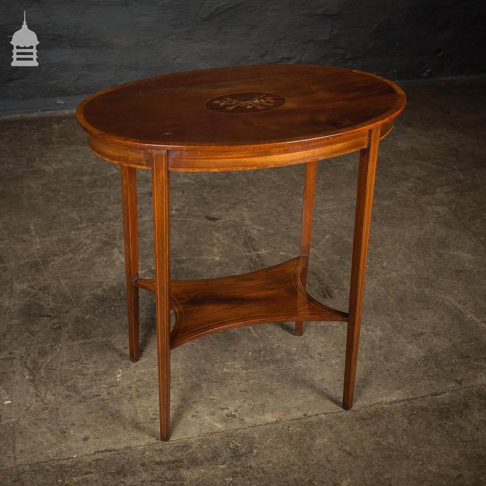 Edwardian Oval Mahogany Inlaid Side Table