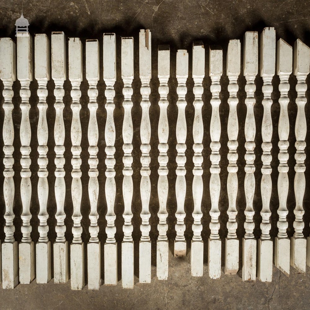 Batch of 30 19th C White Painted Bainster Spindles