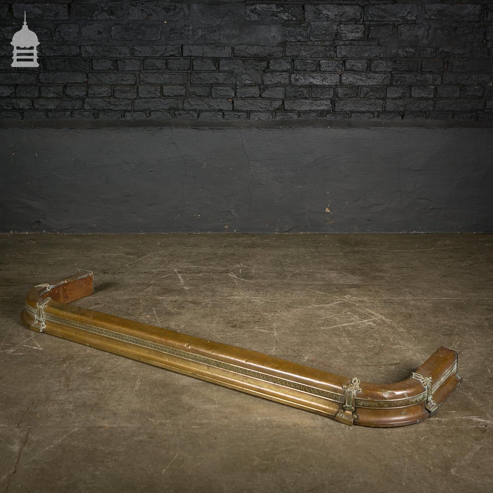 Late Victorian Brass Fender Curb with Ornate Pattern