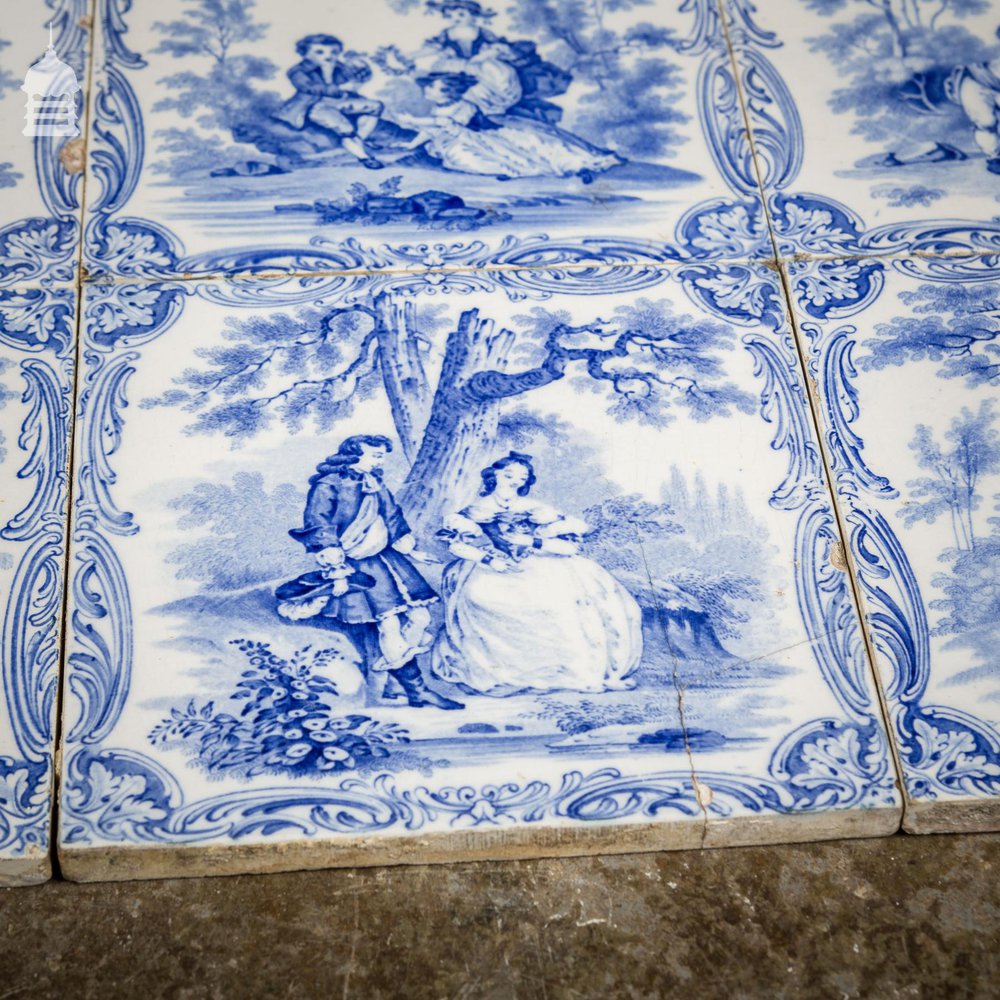 Set of 8 Original Blue and White Decorative 6x6 Tiles