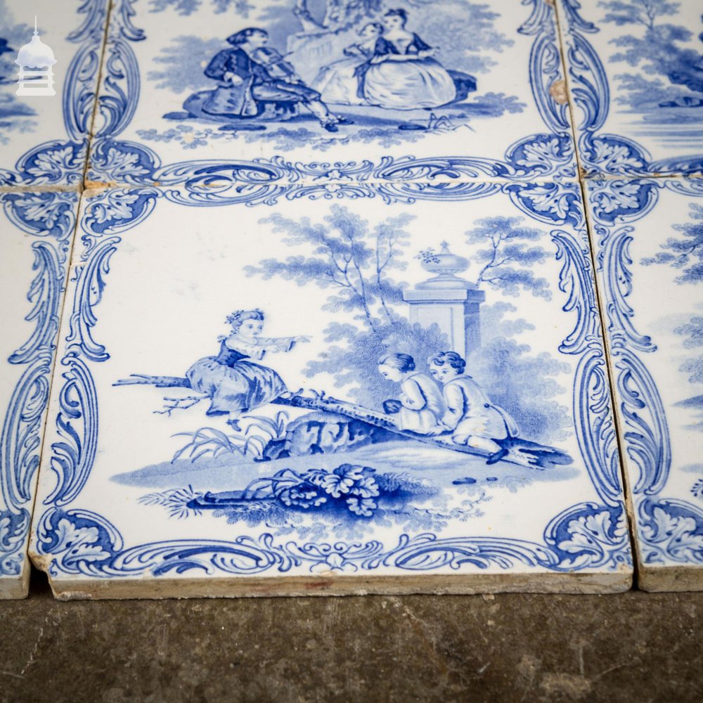 Set of 8 Original Blue and White Decorative 6x6 Tiles