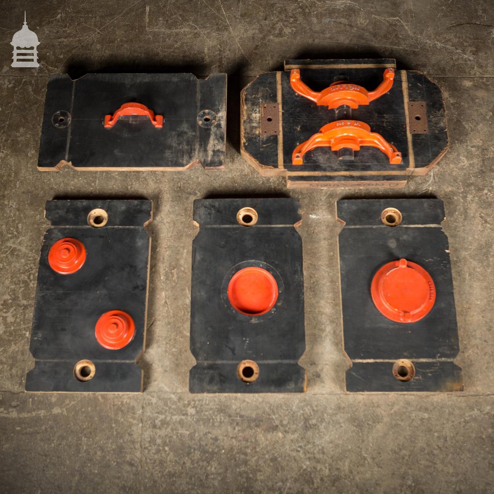 Batch of 5 Pieces of Black and Red Foundry Moulds Patterns