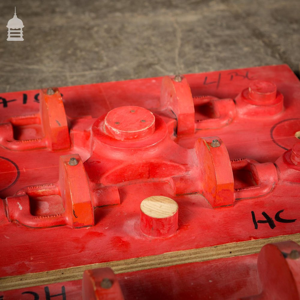 Batch of 4 Red Industrial Foundry Moulds Patterns