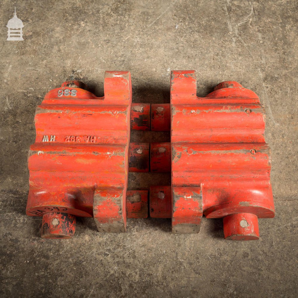 Pair of Red Industrial Foundry Moulds Patterns