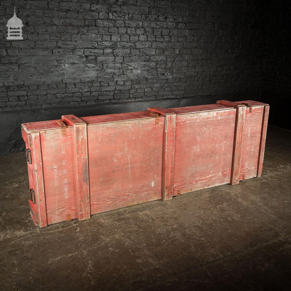 Large Red Wooden Aircraft Part Shipping Crate Reclaimed from a Norfolk RAF Base