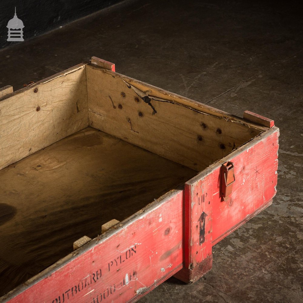 Large Red Wooden Aircraft Part Shipping Crate Reclaimed from a Norfolk RAF Base