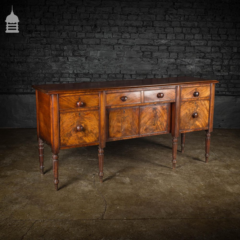 Regency Mahogany Sideboard with Tapering Fluted Legs