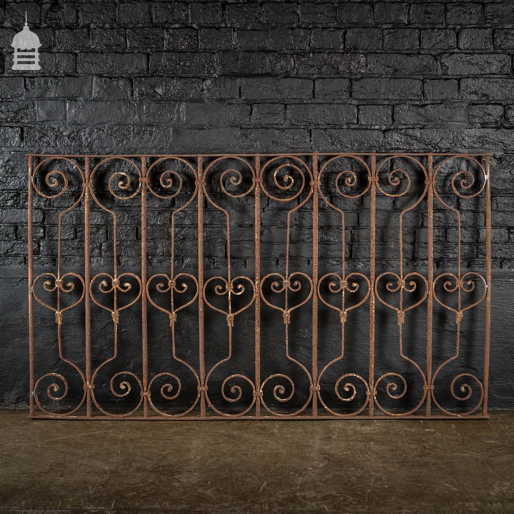Early 19th C Decorative Wrought Iron Railing with Scroll Design