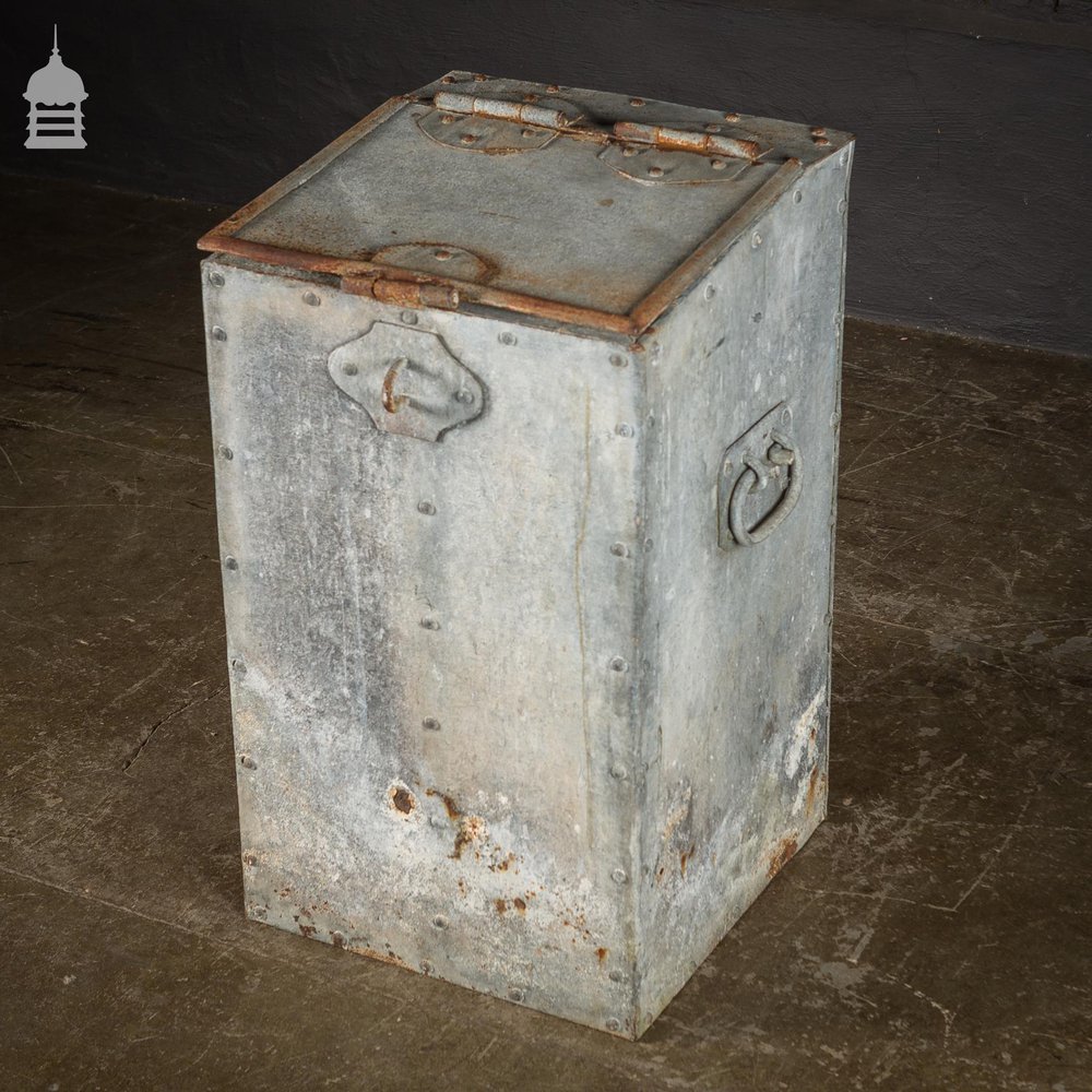 Bygone Galvanised and Riveted Feed Bin Seed Storage with Handles