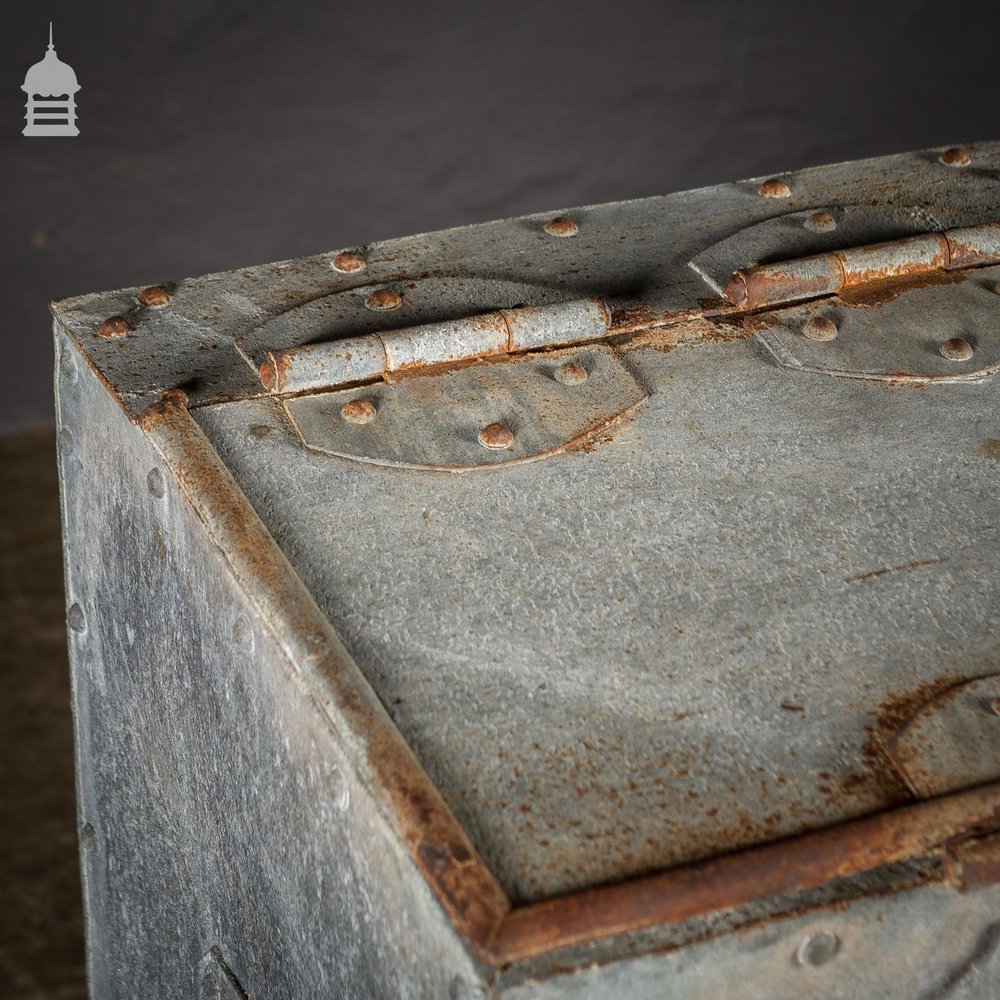 Bygone Galvanised and Riveted Feed Bin Seed Storage with Handles