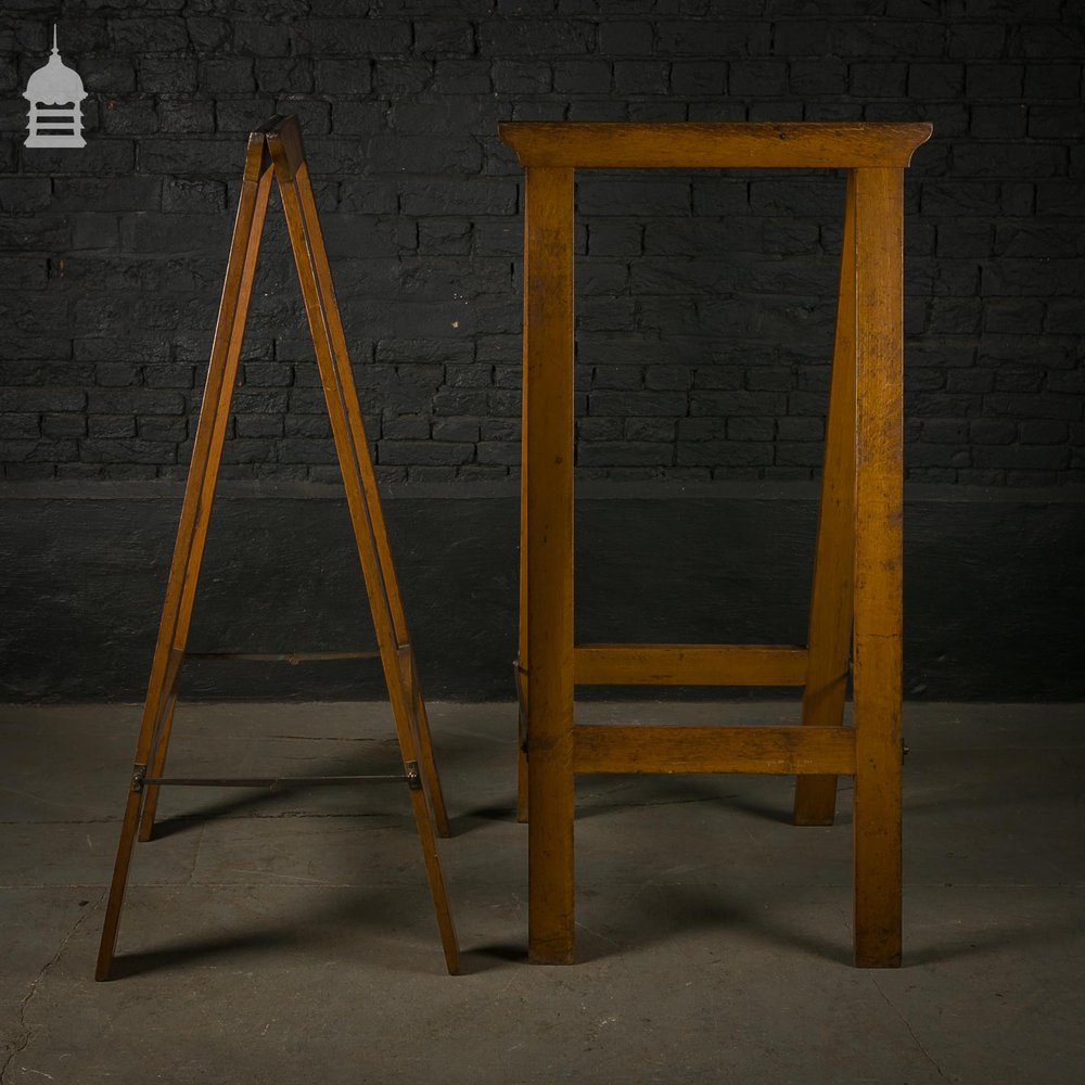 Pair of Oak Trestles Coffin Stands