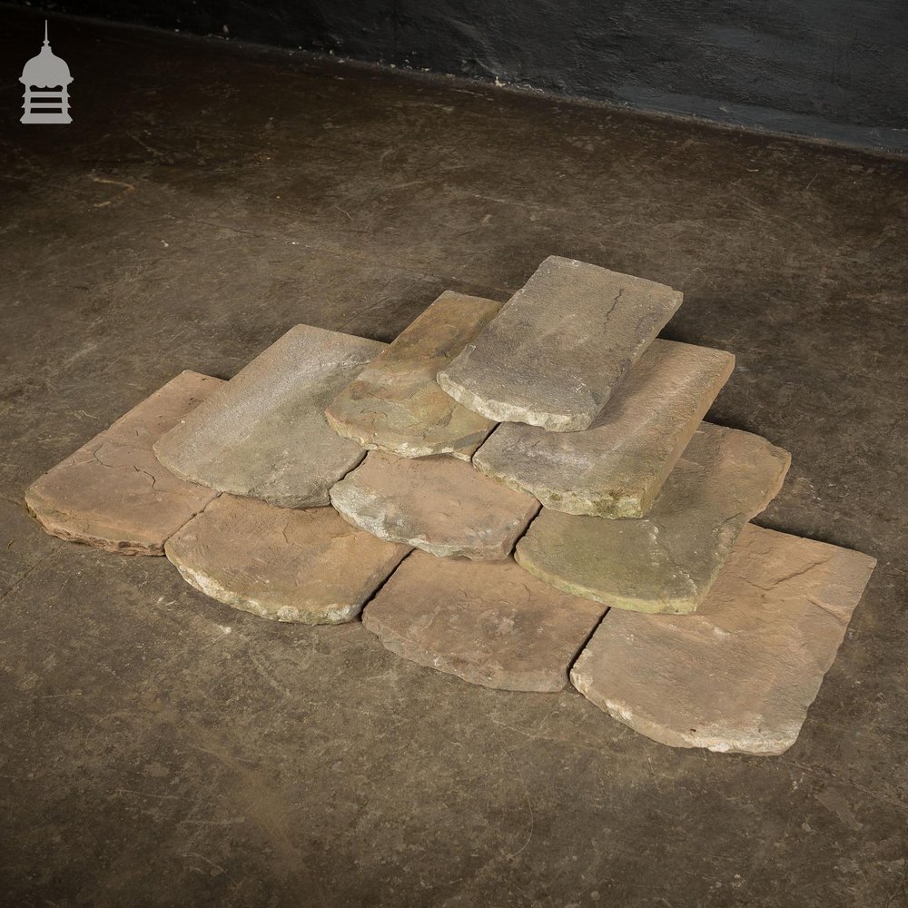 Set of 14 Reclaimed Yorkstone Roof Tiles