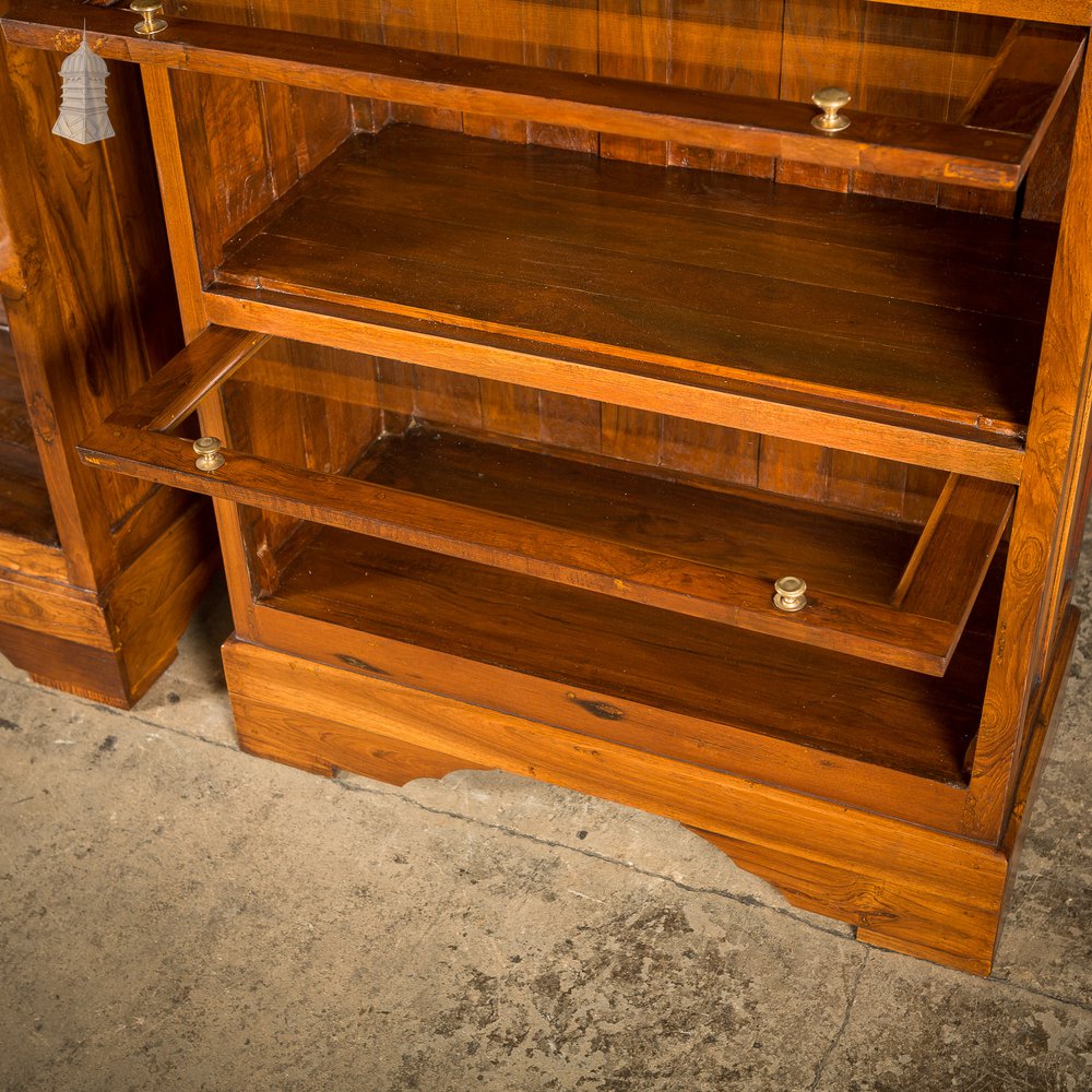 Pair of 20th C Teak Glazed Bookcase Display Cabinets