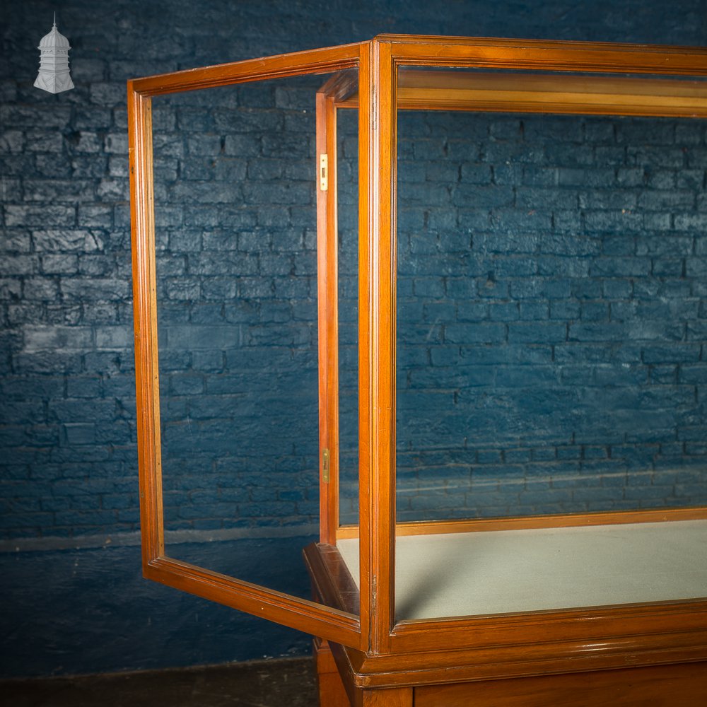 9ft Long Victorian Glazed Teak Museum Display Cabinet