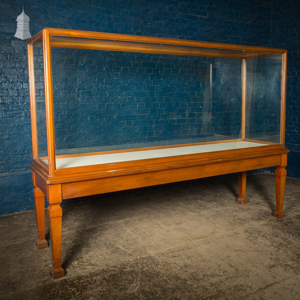 9ft Long Victorian Glazed Teak Museum Display Cabinet