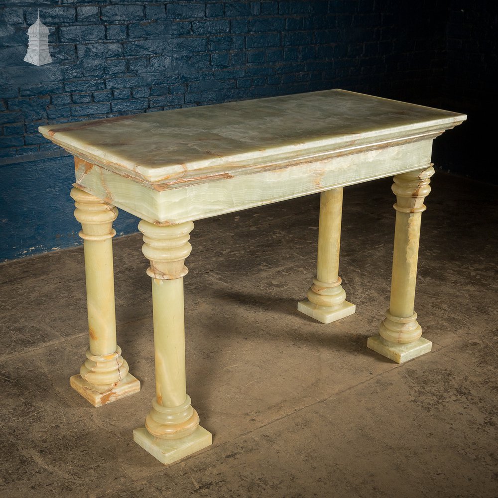 19th C Catholic Church Onyx Altar Table on Column Legs