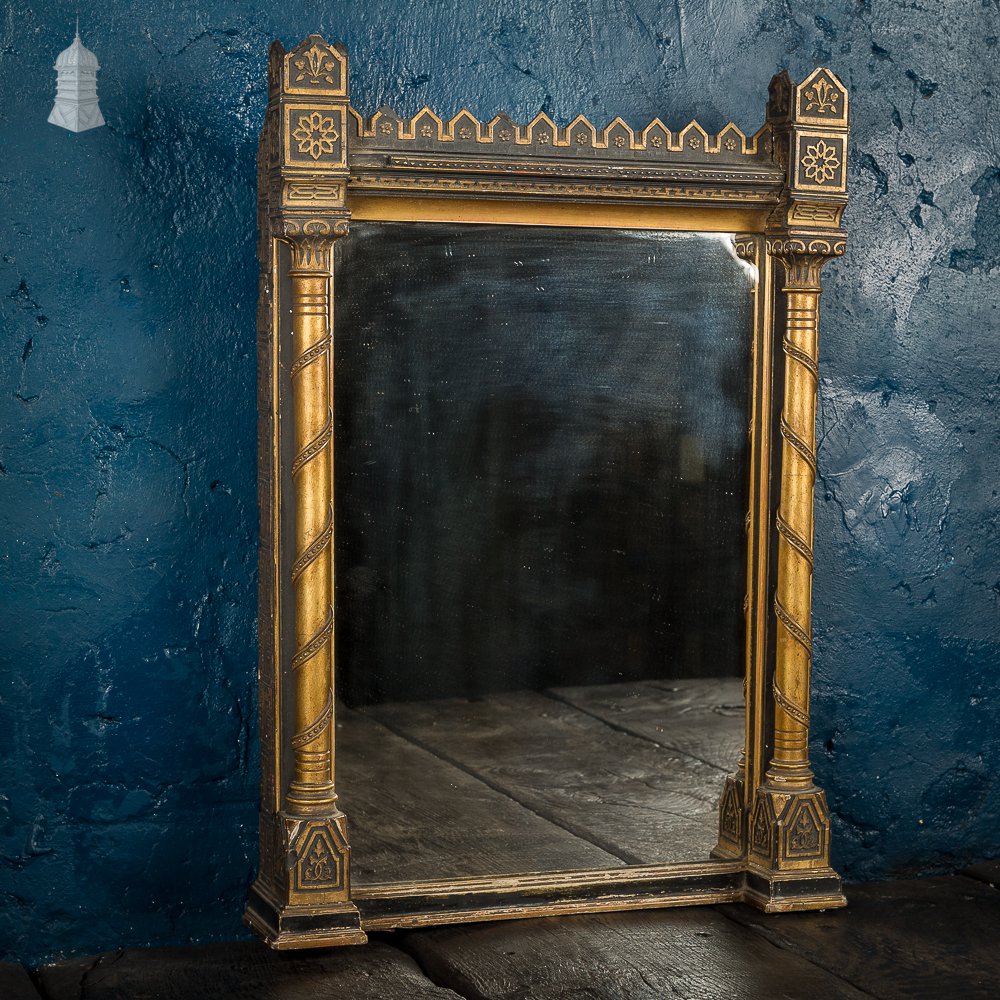 19th C Gold Flanked Column Niche Mirror