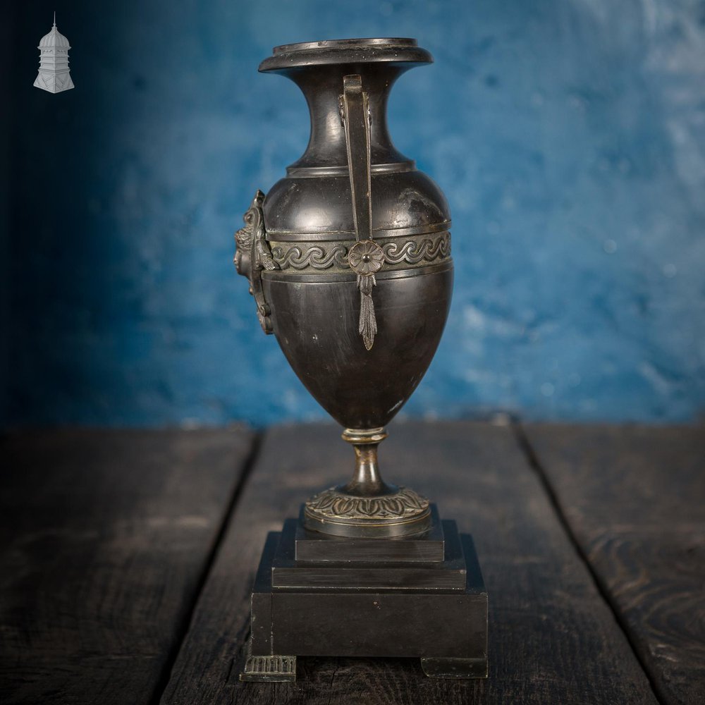 NR49421: 19th C Grand Tour Decorative Black Finish Bronze Mantle Piece Urn